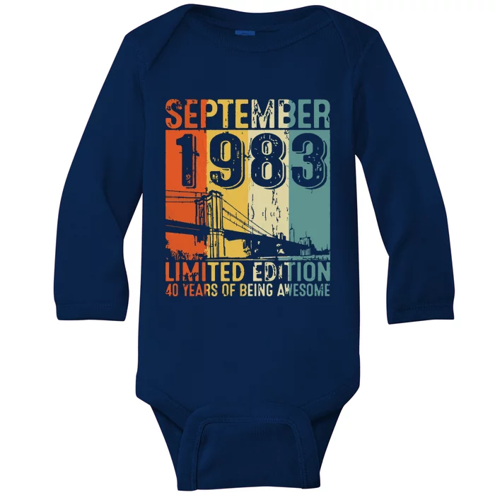 Funny 40 Year Old September 1983 Vintage 40th Birthday Gifts Baby Long Sleeve Bodysuit