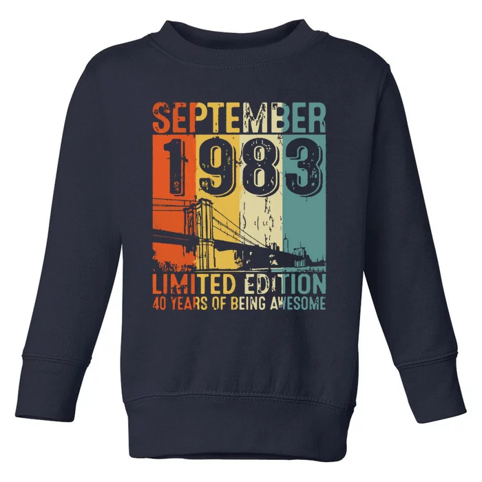 Funny 40 Year Old September 1983 Vintage 40th Birthday Gifts Toddler Sweatshirt