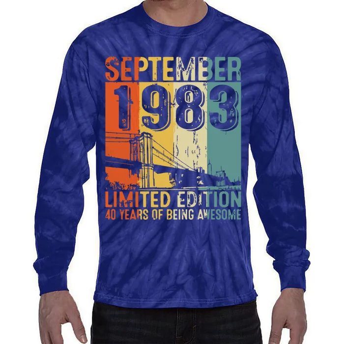 Funny 40 Year Old September 1983 Vintage 40th Birthday Gifts Tie-Dye Long Sleeve Shirt