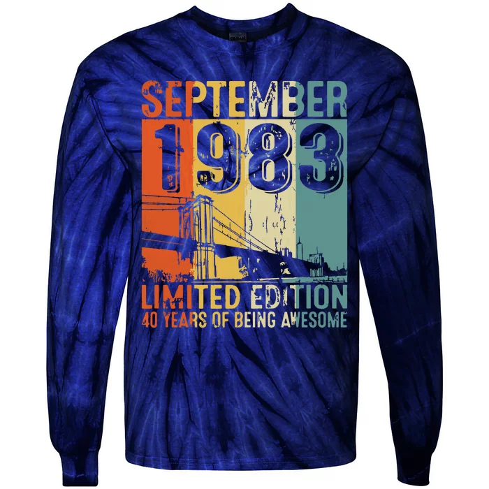 Funny 40 Year Old September 1983 Vintage 40th Birthday Gifts Tie-Dye Long Sleeve Shirt