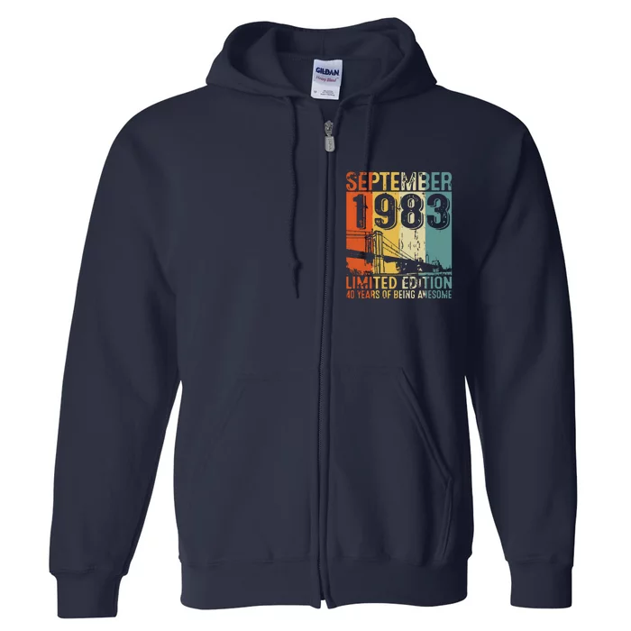 Funny 40 Year Old September 1983 Vintage 40th Birthday Gifts Full Zip Hoodie