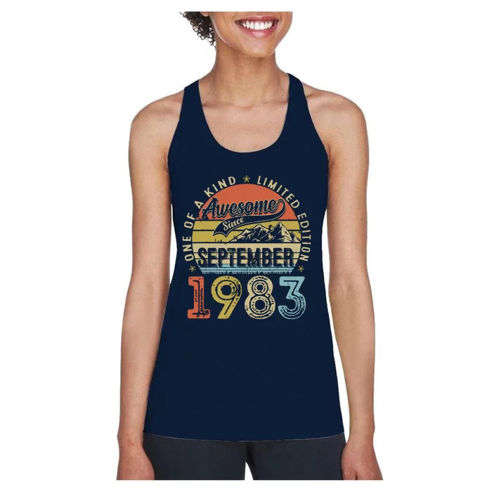 Funny 40 Year Old September 1983 Vintage 40th Birthday Gifts Women's Racerback Tank