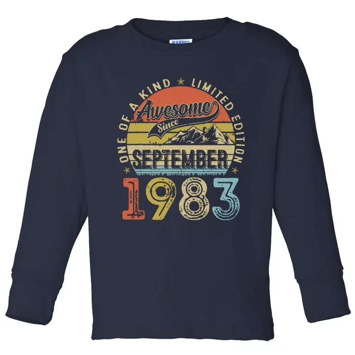 Funny 40 Year Old September 1983 Vintage 40th Birthday Gifts Toddler Long Sleeve Shirt