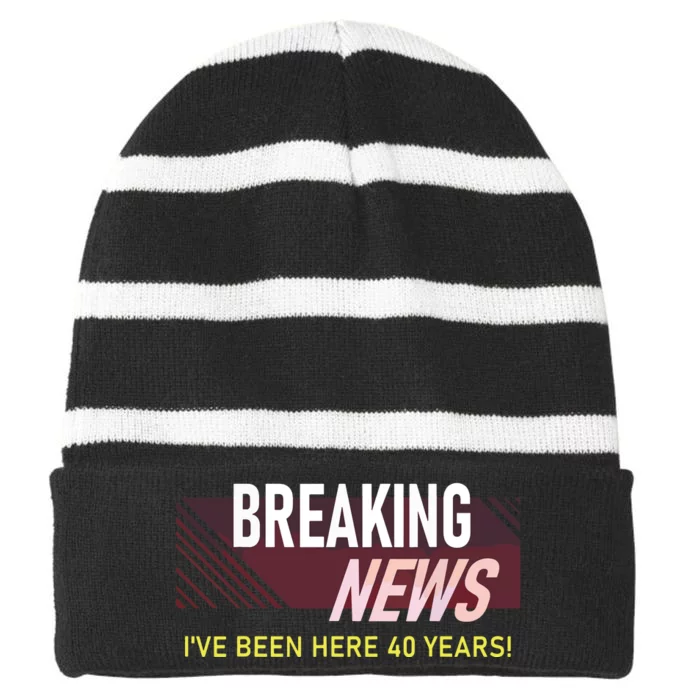 Funny 40 Year Work Anniversary 40th Employee Appreciation Striped Beanie with Solid Band