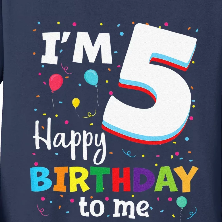 Five 5yr 5th Birthday Happy Birthday 5 Years Old Kids Long Sleeve Shirt