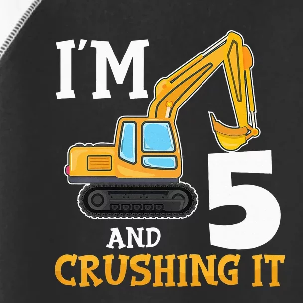 Five 5yr 5th Birthday Digger Construction 5 Years Old Toddler Fine Jersey T-Shirt