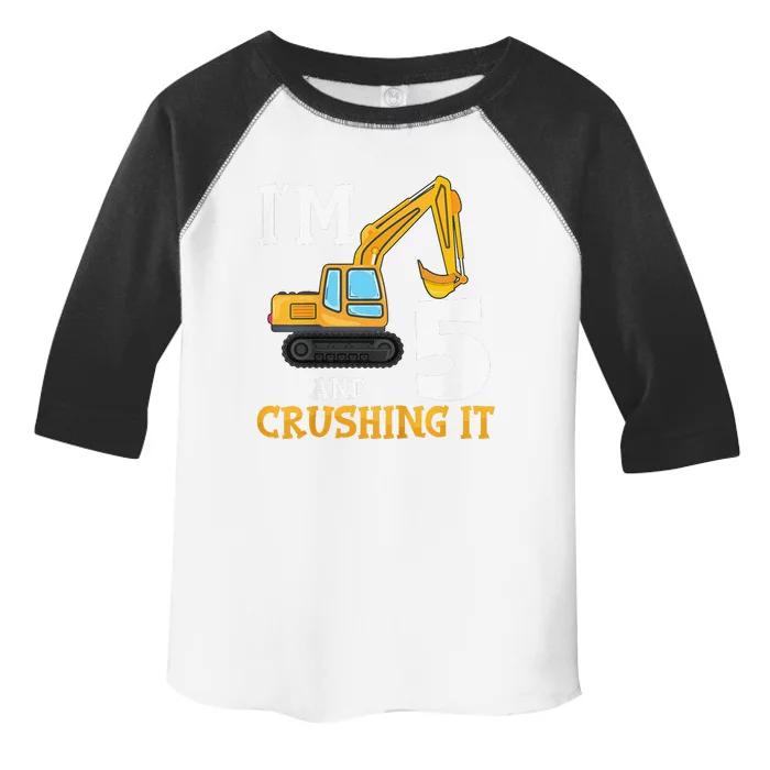 Five 5yr 5th Birthday Digger Construction 5 Years Old Toddler Fine Jersey T-Shirt