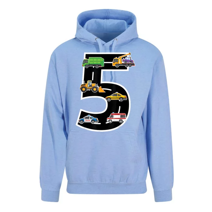 Fifth 5yr 5th Birthday Boy 5 Years Old Birthday Decoration Unisex Surf Hoodie