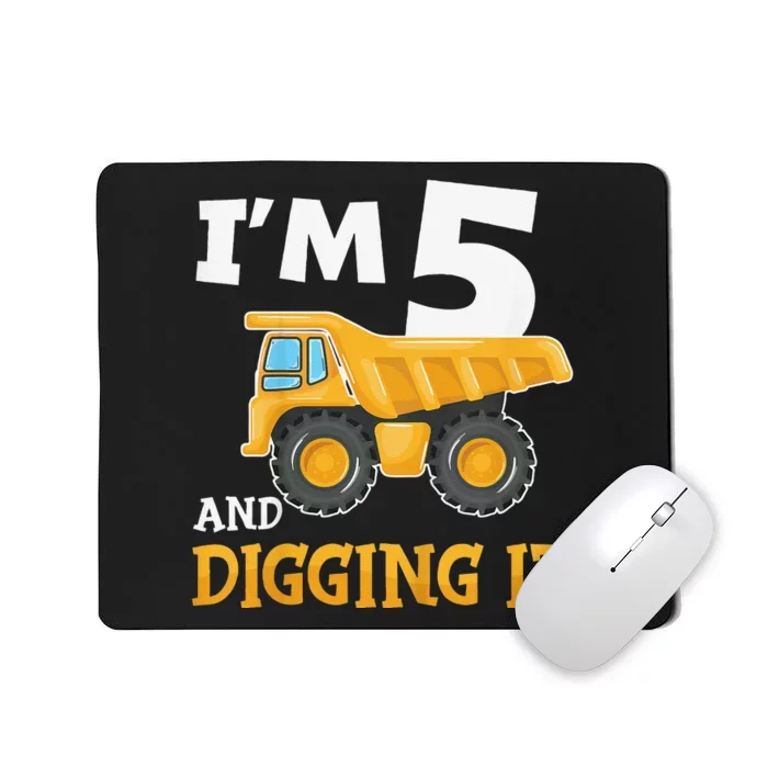 Five 5yr 5th Birthday Construction 5 Years Old Mousepad