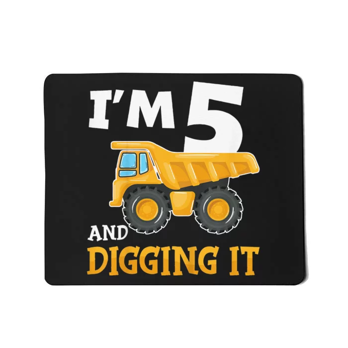 Five 5yr 5th Birthday Construction 5 Years Old Mousepad