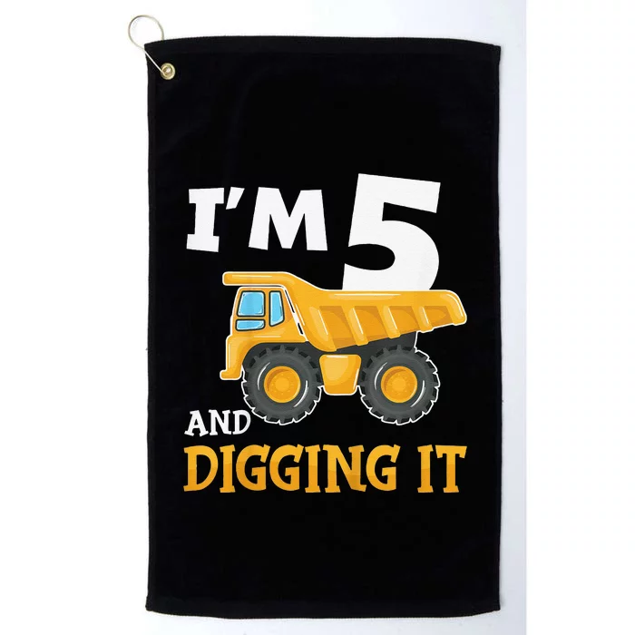 Five 5yr 5th Birthday Construction 5 Years Old Platinum Collection Golf Towel