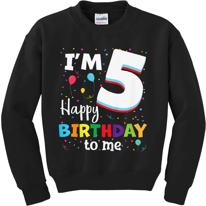 Five 5yr 5th Birthday Happy Birthdays 5 Years Old Kids Sweatshirt