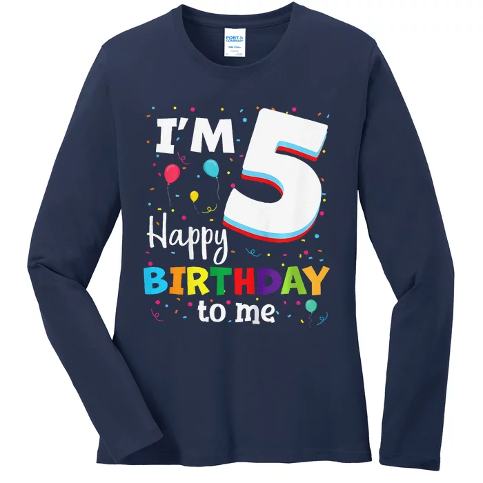 Five 5yr 5th Birthday Happy Birthday 5 Years Old Ladies Long Sleeve Shirt