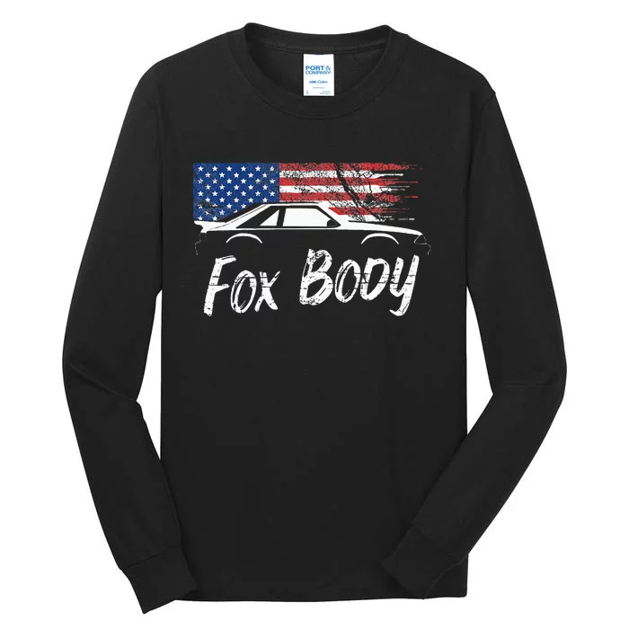 Foxbody 5.0 American Flag Stang Muscle Car Tall Long Sleeve T-Shirt