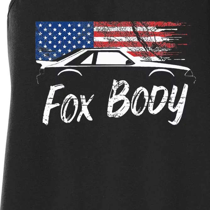 Foxbody 5.0 American Flag Stang Muscle Car Women's Racerback Tank