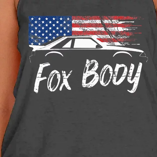 Foxbody 5.0 American Flag Stang Muscle Car Women's Knotted Racerback Tank