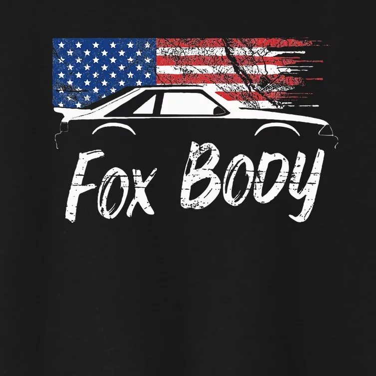 Foxbody 5.0 American Flag Stang Muscle Car Women's Crop Top Tee