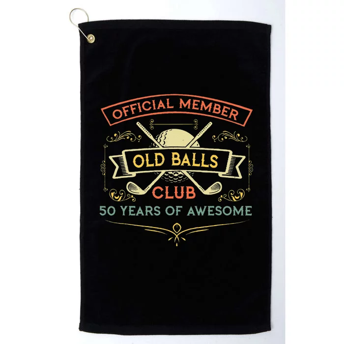 Funny 50th Birthday Old Balls Club 50 Year Old Golfer Platinum Collection Golf Towel