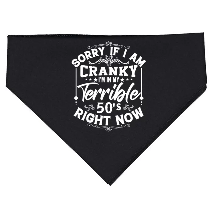 Funny 50th Birthday Slogan USA-Made Doggie Bandana