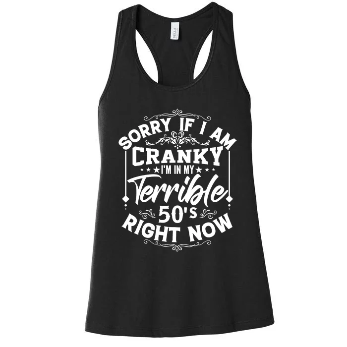 Funny 50th Birthday Slogan Women's Racerback Tank