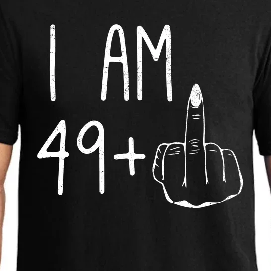 Funny 50th Birthday Women Girl: I Am 49 Plus 1 Middle Finger Pajama Set