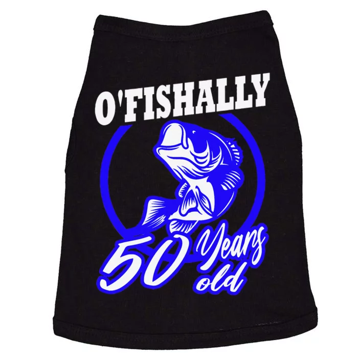 Funny 50th Birthday Fishing Fisherman Fifty Years Old Gift Doggie Tank