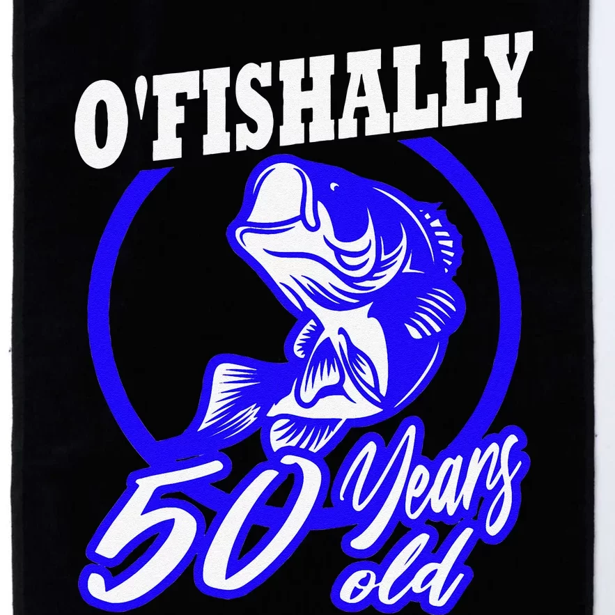 Funny 50th Birthday Fishing Fisherman Fifty Years Old Gift Platinum Collection Golf Towel