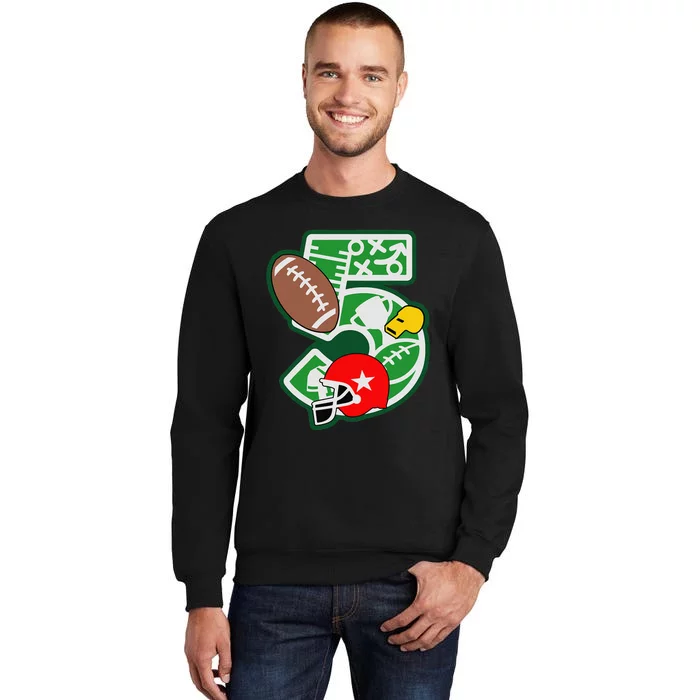 Football 5th Birthday Party Number 5 5 Years Birthday Tall Sweatshirt