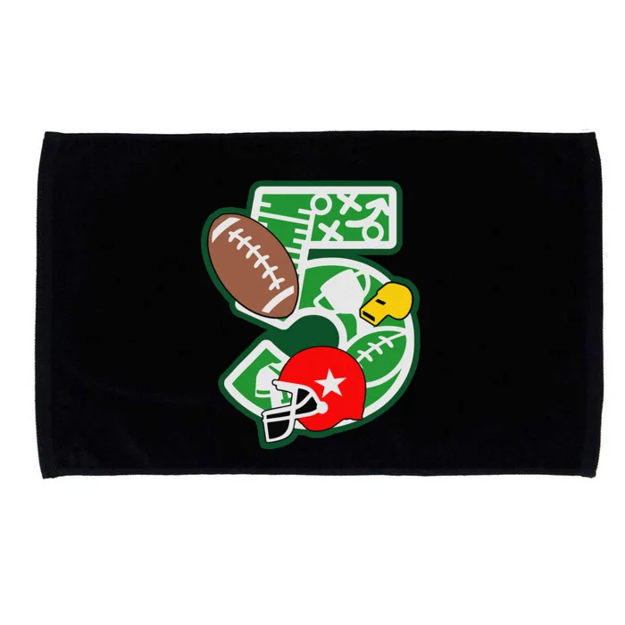 Football 5th Birthday Party Number 5 5 Years Birthday Microfiber Hand Towel