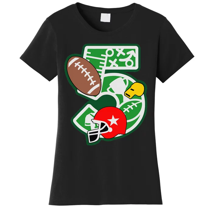 Football 5th Birthday Party Number 5 5 Years Birthday Women's T-Shirt