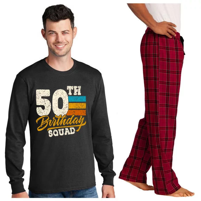 Funny 50th Birthday Squad Group Vintage Retro Long Sleeve Pajama Set