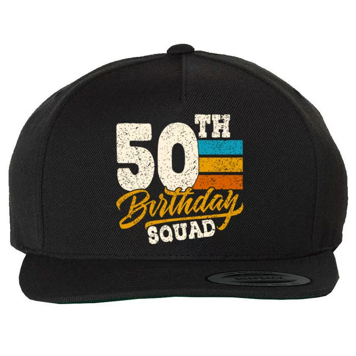 Funny 50th Birthday Squad Group Vintage Retro Wool Snapback Cap