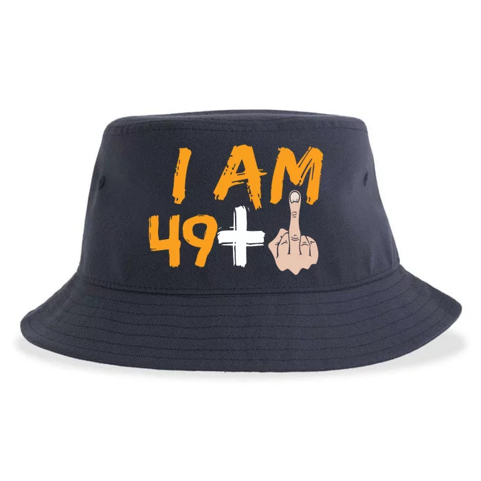 Funny 50th Birthday Gift I Am 49 Plus Middle Finger Sustainable Bucket Hat