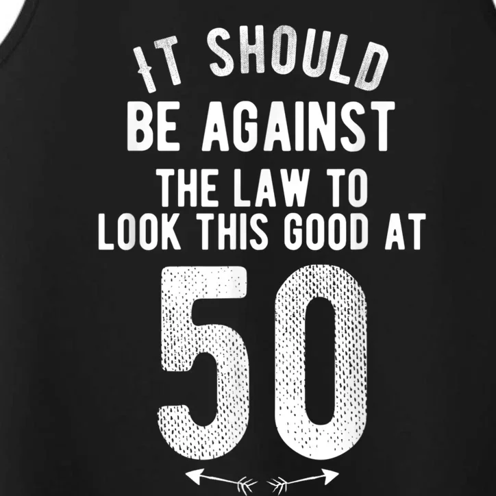 Funny 50th Birthday Gag Gift Idea 50 Year Old Joke Saying Performance Tank