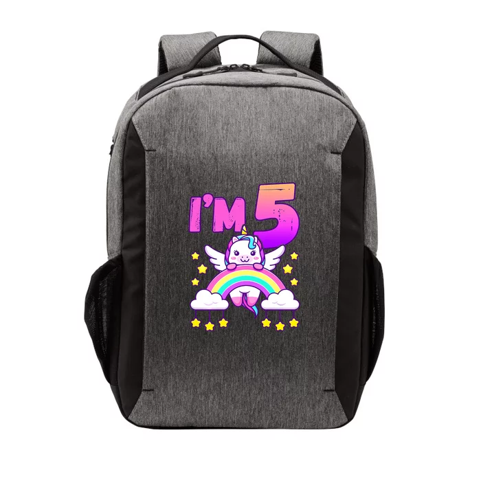 Funny 5th Birthday Girl Unicorn Rainbow 5 Year Old Vector Backpack