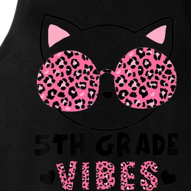 Fifth 5th Grade Vibes Back to School Cat Kitty Girl Leopard Ladies Tri-Blend Wicking Tank