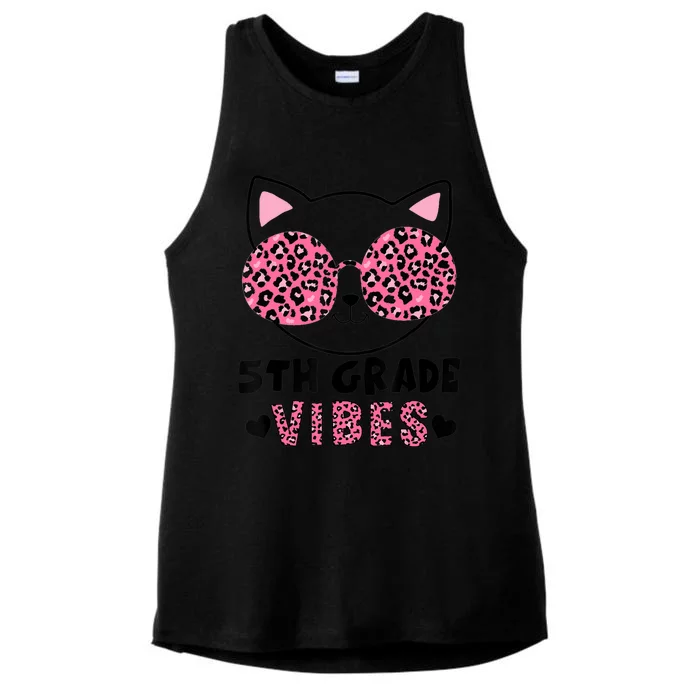 Fifth 5th Grade Vibes Back to School Cat Kitty Girl Leopard Ladies Tri-Blend Wicking Tank