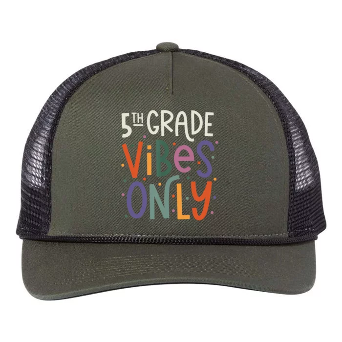 Fifth 5th Grade Vibes Teacher Back To School Retro Rope Trucker Hat Cap