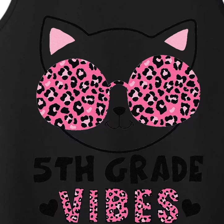 Fifth 5th Grade Vibes Back To School Cat Kitty Leopard Performance Tank