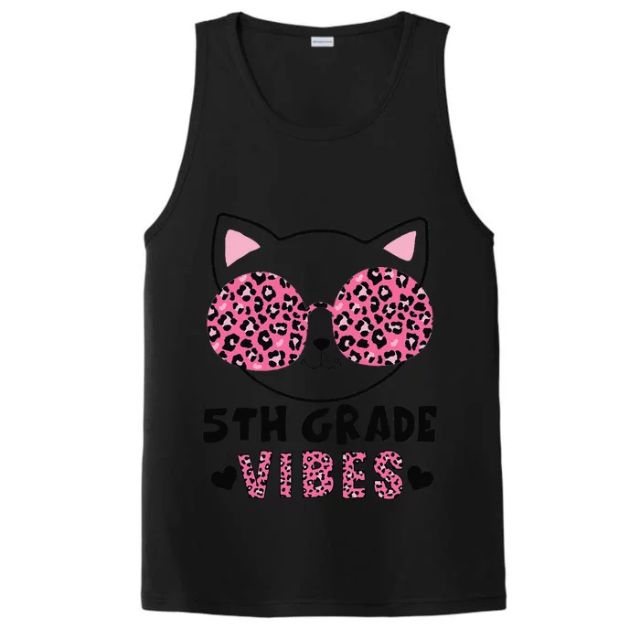 Fifth 5th Grade Vibes Back To School Cat Kitty Leopard Performance Tank