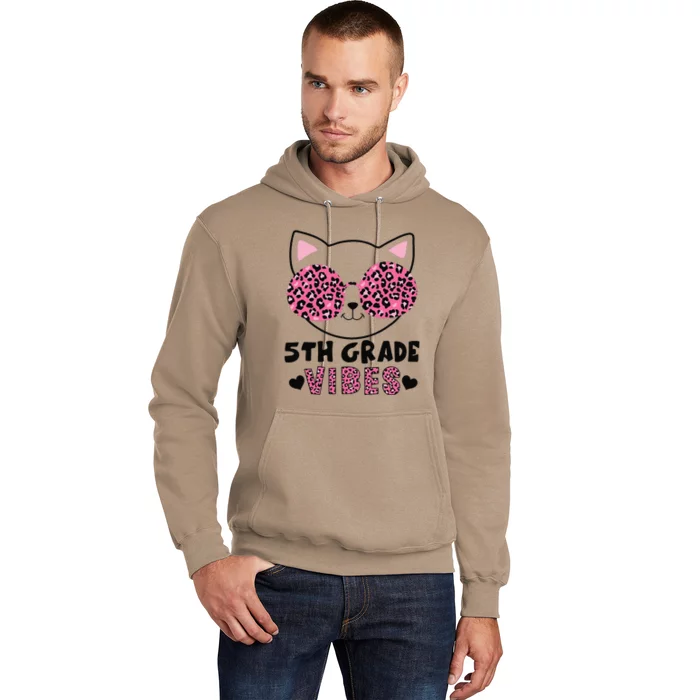 Fifth 5th Grade Vibes Back To School Cat Kitty Leopard Hoodie