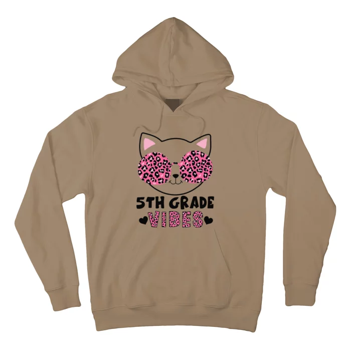 Fifth 5th Grade Vibes Back To School Cat Kitty Leopard Hoodie