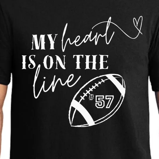 Football 57 My Heart Is On The Line Pajama Set