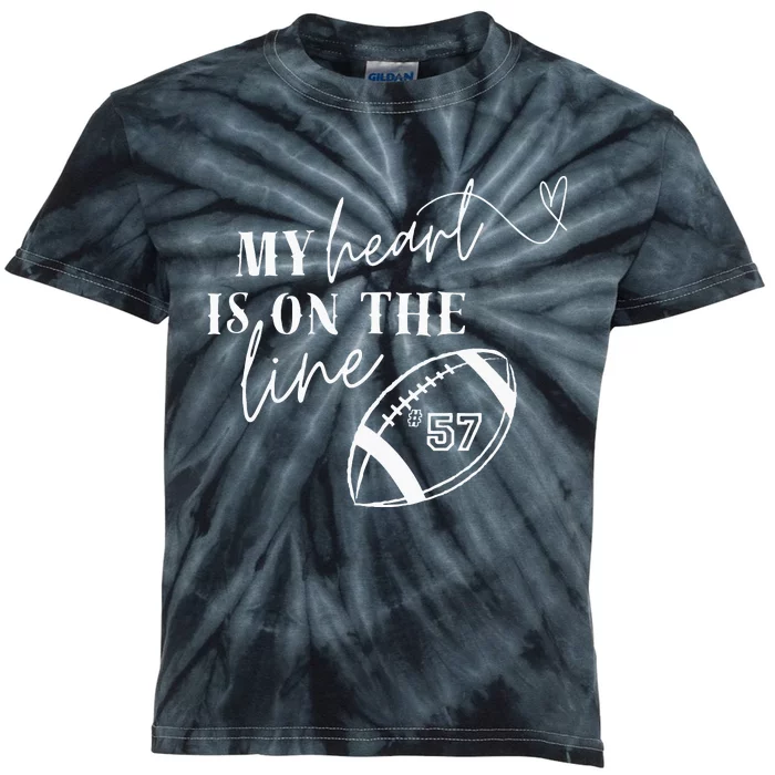 Football 57 My Heart Is On The Line Kids Tie-Dye T-Shirt