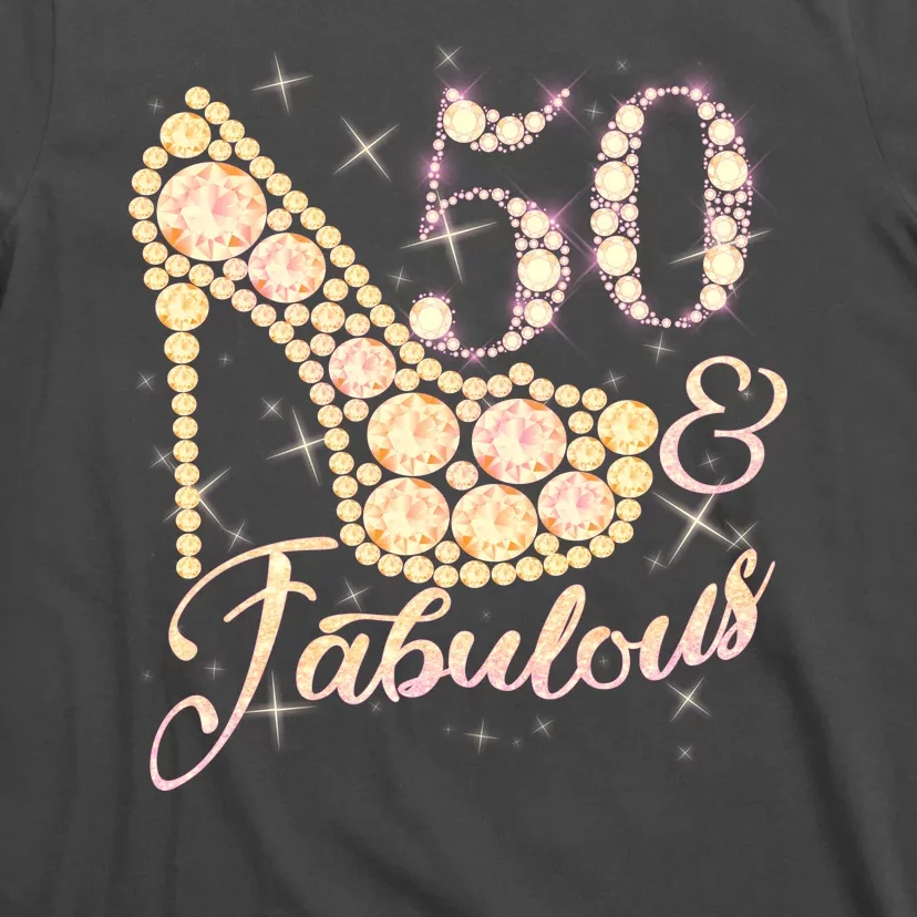 Fabulous & 50 Sparkly Heel 50th Birthday T-Shirt