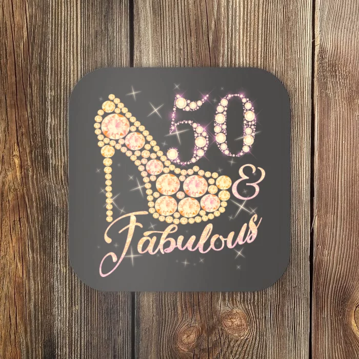 Fabulous & 50 Sparkly Heel 50th Birthday Coaster