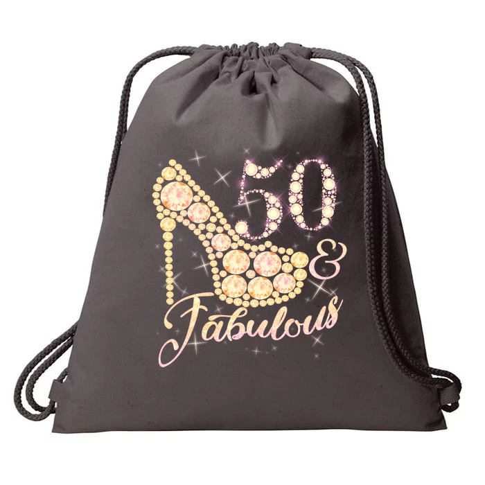 Fabulous & 50 Sparkly Heel 50th Birthday Drawstring Bag