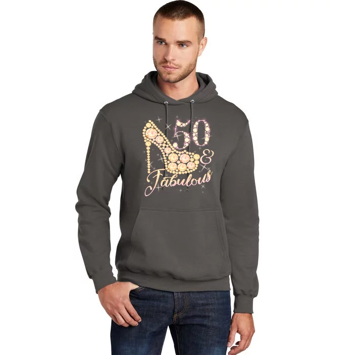 Fabulous & 50 Sparkly Heel 50th Birthday Tall Hoodie