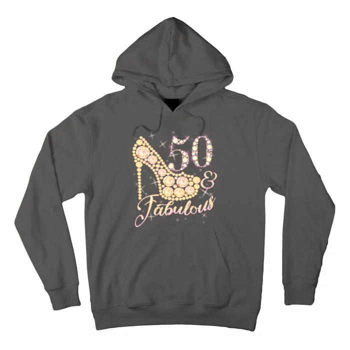 Fabulous & 50 Sparkly Heel 50th Birthday Tall Hoodie