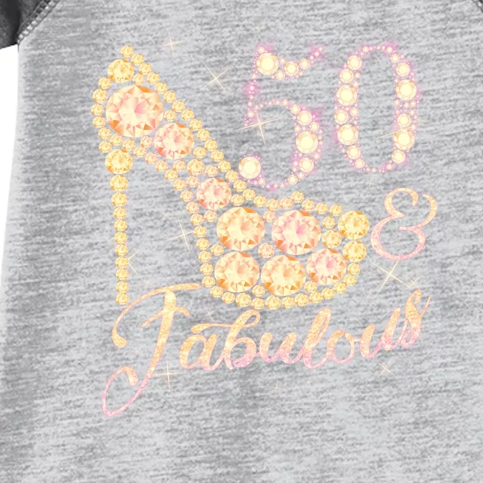 Fabulous & 50 Sparkly Heel 50th Birthday Infant Baby Jersey Bodysuit